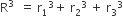 straight R cubed space space equals space straight r subscript 1 cubed plus space straight r subscript 2 cubed space plus space straight r subscript 3 cubed
