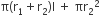 straight pi left parenthesis straight r subscript 1 plus straight r subscript 2 right parenthesis straight l space plus space πr subscript 2 squared