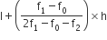 straight l plus open parentheses fraction numerator straight f subscript 1 minus straight f subscript 0 over denominator 2 straight f subscript 1 minus straight f subscript 0 minus straight f subscript 2 end fraction close parentheses cross times straight h