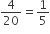 4 over 20 equals 1 fifth