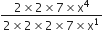 fraction numerator 2 cross times 2 cross times 7 cross times straight x to the power of 4 over denominator 2 cross times 2 cross times 2 cross times 7 cross times straight x to the power of 1 end fraction
