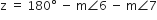 straight z space equals space 180 degree space minus space straight m angle 6 space minus space straight m angle 7