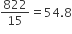 822 over 15 equals 54.8