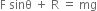 straight F space sinθ space plus space straight R space equals space mg