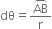 dθ equals fraction numerator AB with overparenthesis on top over denominator straight r end fraction