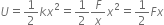 U equals 1 half k x squared equals 1 half F over x x squared equals 1 half F x