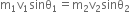 straight m subscript 1 straight v subscript 1 sinθ subscript 1 equals straight m subscript 2 straight v subscript 2 sinθ subscript 2