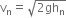 straight v subscript straight n equals square root of 2 gh subscript straight n end root