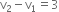 straight v subscript 2 minus straight v subscript 1 equals 3