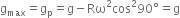 straight g subscript max equals straight g subscript straight p equals straight g minus Rω squared cos squared 90 degree equals straight g