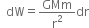 space space dW equals GMm over straight r squared dr
