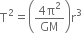 straight T squared equals open parentheses fraction numerator 4 straight pi squared over denominator GM end fraction close parentheses straight r cubed