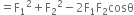 equals straight F subscript 1 squared plus straight F subscript 2 squared minus 2 straight F subscript 1 straight F subscript 2 cosθ