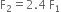 straight F subscript 2 equals 2.4 space straight F subscript 1