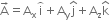 straight A with rightwards arrow on top equals straight A subscript straight x straight i with overparenthesis on top plus straight A subscript straight y straight j with hat on top plus straight A subscript straight z straight k with hat on top