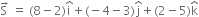 straight S with rightwards arrow on top space equals space left parenthesis 8 minus 2 right parenthesis straight i with hat on top plus left parenthesis negative 4 minus 3 right parenthesis straight j with hat on top plus left parenthesis 2 minus 5 right parenthesis straight k with hat on top