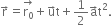 straight r with rightwards arrow on top equals stack straight r subscript 0 with rightwards arrow on top plus straight u with rightwards arrow on top straight t plus 1 half straight a with rightwards arrow on top straight t squared.