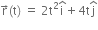 straight r with rightwards arrow on top left parenthesis straight t right parenthesis space equals space 2 straight t squared straight i with hat on top plus 4 straight t straight j with hat on top
