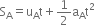 straight S subscript straight A equals straight u subscript straight A straight t plus 1 half straight a subscript straight A straight t squared