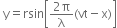 space straight y equals rsin open square brackets fraction numerator 2 straight pi over denominator straight lambda end fraction left parenthesis vt minus straight x right parenthesis close square brackets