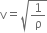 straight v equals square root of 1 over straight rho end root