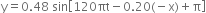 straight y equals 0.48 space sin open square brackets 120 πt minus 0.20 left parenthesis negative straight x right parenthesis plus straight pi close square brackets
