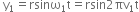 space straight y subscript 1 equals rsinω subscript 1 straight t equals rsin 2 πv subscript 1 straight t