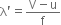 straight lambda apostrophe equals fraction numerator straight V minus straight u over denominator straight f end fraction