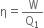 straight eta equals straight W over straight Q subscript 1