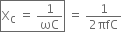 box enclose straight X subscript straight C space equals space 1 over ωC end enclose space equals space fraction numerator 1 over denominator 2 πfC end fraction