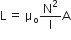 straight L thin space equals straight space straight mu subscript straight o straight N squared over straight l straight A