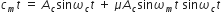 c subscript m t space equals space A subscript c sin omega subscript c t space plus space mu A subscript c sin omega subscript m t space sin omega subscript c t