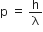 straight p straight space equals straight space straight h over straight lambda