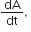 dA over dt comma space