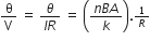 straight theta over straight V space equals space fraction numerator theta over denominator I R end fraction space equals space open parentheses fraction numerator n B A over denominator k end fraction close parentheses. begin inline style 1 over R end style