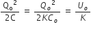 fraction numerator straight Q subscript straight o squared over denominator 2 straight C end fraction space equals space fraction numerator Q subscript o squared over denominator 2 K C subscript o end fraction space equals space U subscript o over K