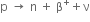 straight p space rightwards arrow space straight n space plus space straight beta to the power of plus plus straight nu