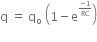 straight q space equals space straight q subscript straight o space open parentheses 1 minus straight e to the power of begin inline style fraction numerator negative 1 over denominator RC end fraction end style end exponent close parentheses