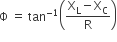 straight capital phi space equals space tan to the power of negative 1 end exponent open parentheses fraction numerator straight X subscript straight L minus straight X subscript straight C over denominator straight R end fraction close parentheses