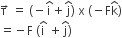 straight tau with rightwards arrow on top space equals space left parenthesis negative straight i with hat on top plus straight j with hat on top right parenthesis space straight x space left parenthesis negative straight F straight k with hat on top right parenthesis
equals negative straight F space left parenthesis straight i with hat on top space plus straight j with hat on top right parenthesis