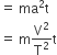 equals space ma squared straight t
equals space straight m straight V squared over straight T squared straight t