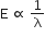 straight E space proportional to space 1 over straight lambda