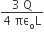 fraction numerator 3 space straight Q over denominator 4 space πε subscript straight o straight L end fraction