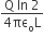 fraction numerator straight Q space In space 2 over denominator 4 πε subscript straight o straight L end fraction