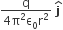 fraction numerator straight q over denominator 4 straight pi squared straight epsilon subscript 0 straight r squared end fraction space bold j with hat on top