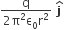 fraction numerator straight q over denominator 2 straight pi squared straight epsilon subscript 0 straight r squared end fraction bold space bold j with bold hat on top