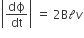 open vertical bar dϕ over dt close vertical bar space equals space 2 straight B calligraphic l v