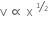 straight v space proportional to space straight x space to the power of begin inline style bevelled 1 half end style end exponent