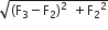 square root of left parenthesis straight F subscript 3 minus straight F subscript 2 right parenthesis squared space plus straight F subscript 2 squared end root