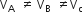 straight V subscript straight A space space not equal to space straight V subscript straight B space space not equal to straight V subscript straight c